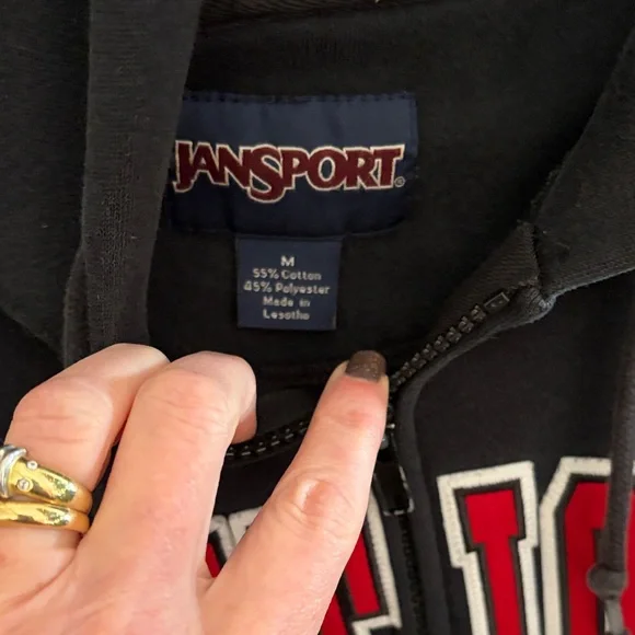 St.  John’s Jansport Black and Red Zip-Up Hoodie - Picture 2 of 4